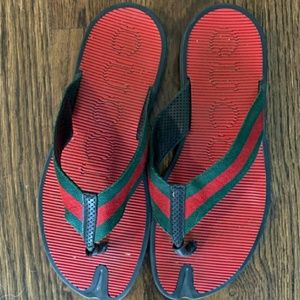 Gucci -  Red Upper/Black Bottom Flip Flop